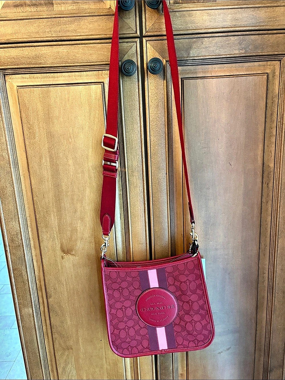 Coach Dempsey File Bag In Signature Jacquard With Stripe And Coach Patch CA195